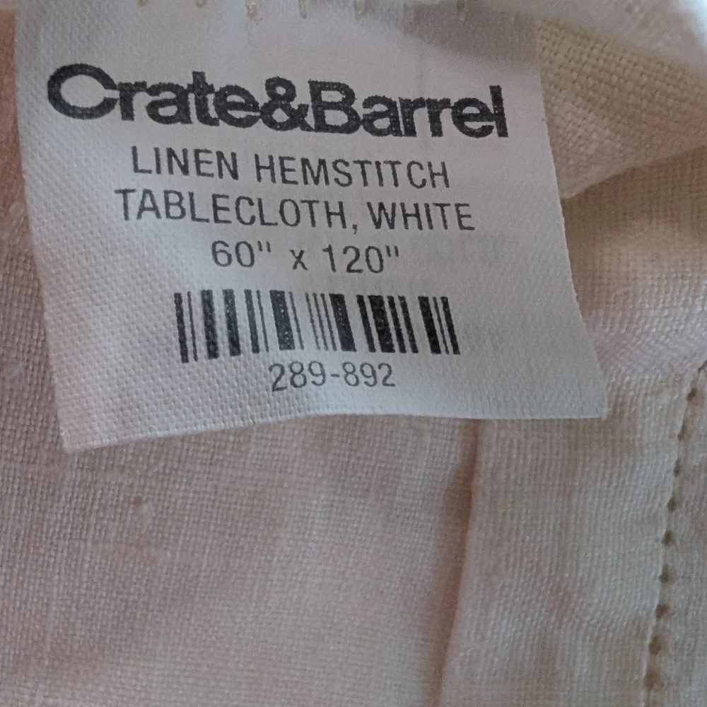Crate & Barrel Linen Hemstitch Tablecloth